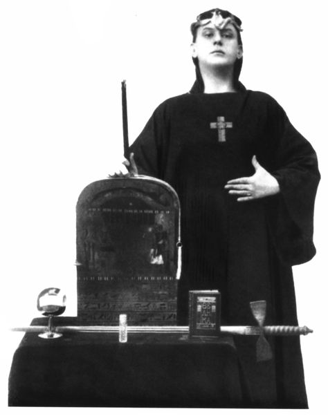 Crowley in ceremonial garb, 1912 Mysterious Universe, Black Magick, Aleister Crowley, The Conjuring, The Magicians, Witch, Black And White, White, Black