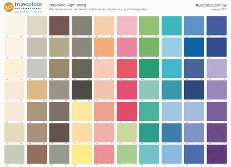 Corporate Color Palette, Light Spring Palette, Light Spring Color Palette, Colored Shadow, Light Spring Colors, Spring Tones, True Autumn, Dark Summer, True Spring