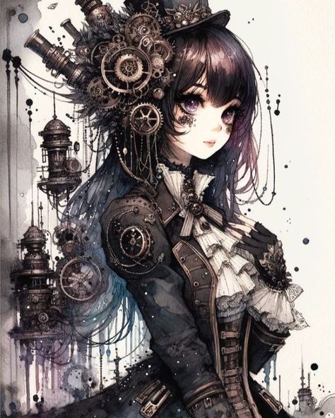 Steampunk Profile Picture, Steampunk Anime Art, Anime Steampunk, Steampunk Wallpaper, Characters From Movies, Steampunk Illustration, Steampunk Dragon, Steampunk Artwork, Steampunk Mixed Media