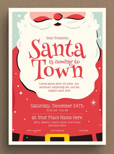 Christmas Santa Event Flyer Template AI, PSD Christmas Fayre Poster, Christmas Donation Poster, Santa Poster Design, Christmas Flyers Ideas, Christmas Event Flyer, Christmas Event Poster, Christmas Flyer Design, Nonprofit Website Design, Xmas Poster