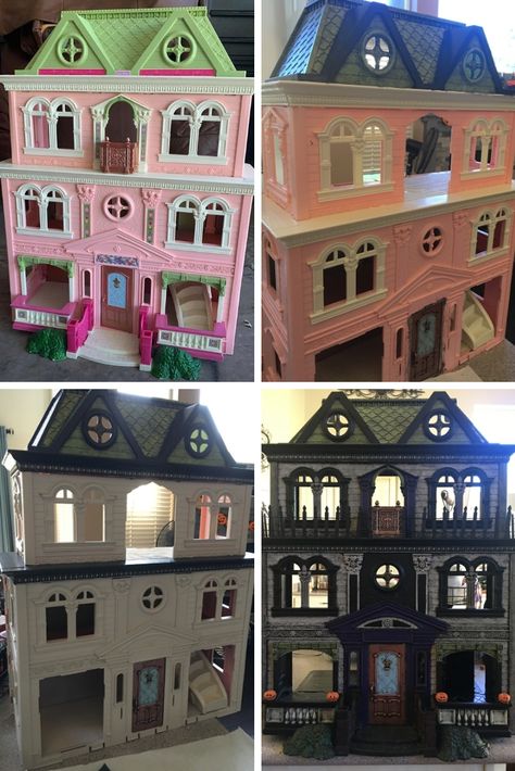 Haunted Dolls House Transformation - diy Thought Barbie Haunted House, Halloween Playhouse, Pj Aesthetic, Coastal Wall Decor Ideas, Modern Wall Art Ideas, Spooky Dollhouse, Playhouse Diy, Urban Wall Decor, Monster Room