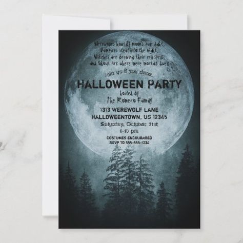 $3.08 | Full Moon Halloween Party Invitation | Halloween Gift | halloween party, halloween invitation, werewolves, full moon, halloween party invitation, trunk or treat invitation, scary halloween invite, halloween, werewolf invitation, modern halloween invitation Halloween Party Inv, Halloween Party Host, Full Moon Halloween, Halloween Werewolf, Halloween Poems, Halloween Invite, Moon Halloween, Invitation Halloween, Modern Halloween