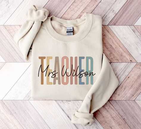 Teacher Gift Card Holder Ornament … curated on LTK Mrs Sweatshirt, Math Teacher Shirts, Third Grade Teacher, Mrs Shirt, Teacher Sweatshirt, Grunge Vintage, Sweatshirt Cute, Teacher Appreciation Gift, Gift For Teacher