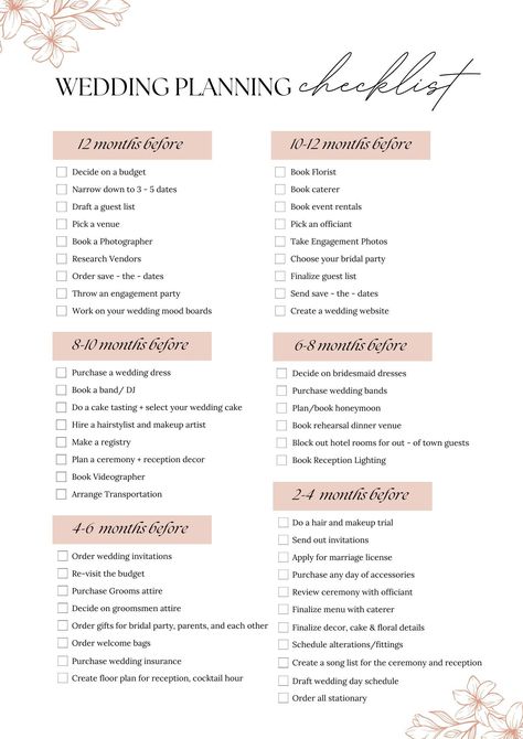 Wedding Planning Checklist, Wedding To-Do List, Wedding Preparation Guide, Wedding Organizer Checklist, Wedding Timeline Template weeklyplanner #plannerpages Wedding List Of Things To Do, Step By Step Wedding Planning Guide, Wedding List Checklist Things To Do, Wedding Checklist Pdf, Wedding Things To Do, Wedding To Do, Wedding To Do List Timeline, Wedding To Do List Checklist, Checklist For Wedding