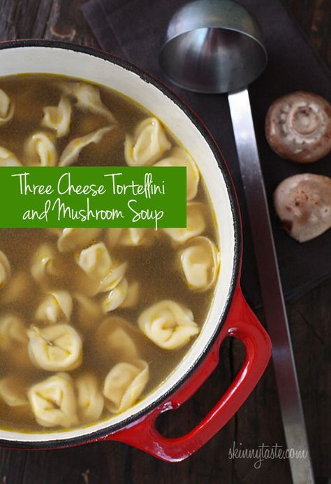 Mushroom Tortellini Soup, Soup Skinnytaste, Three Cheese Tortellini, Mushroom Tortellini, Cheese Tortellini Soup, Cheese Tortellini, Tortellini Soup, Three Cheese, Skinny Taste Recipes