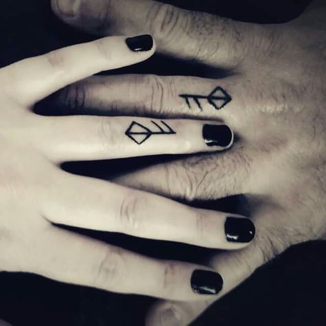 Viking rune for L❤VE Wedding Anniversary Tattoo Sister Rune Tattoo, Runes For Marriage, Viking Wedding Tattoo, Couples Viking Tattoos, Norse Couples Tattoo, Viking Ring Tattoo, Viking Tattoos For Couples, Viking Marriage Tattoo, Viking Love Tattoo