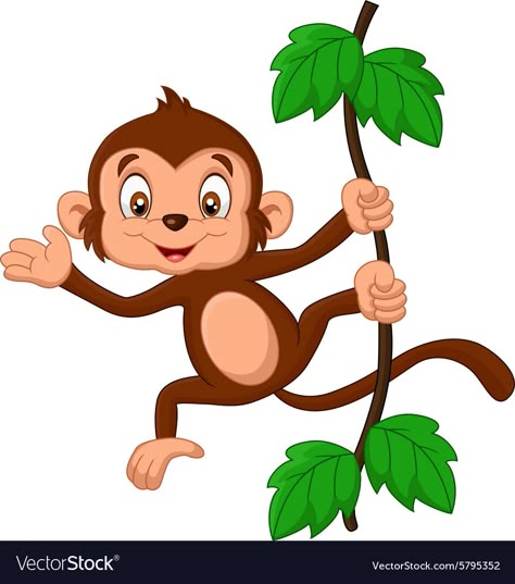 Monkey Hanging From Tree, Baby Cartoons, Monkey Hanging, Monkey Cartoon, Frog Cartoon, Monkey Drawing, Hanging Monkey, Monkey Tattoos