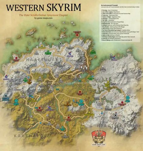 Western Skyrim Map ESO Elder Scrolls Map, Skyrim Map, Bard College, Elder Scrolls Skyrim, 3d Ideas, Miniature Gaming, Amazing Maps, Fantasy Authors, Elder Scrolls Online