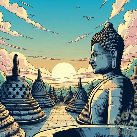 https://card9.com/ai/comic-candi-borobudur Nusantara Art, Global Art, Photoshop Design, No Me Importa, Batik, Adobe Illustrator, Pop Up, Illustrator, Photoshop