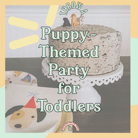 Looking for ideas to celebrate your puppy-lover little one? We threw my two-year-old this super simple but fun puppy party, including easy decorations and a homemade cookies and cream cake! This party was a hit with the kids and adults, but it's particularly toddler-friendly and realistic to throw together. Read the article for these dog-themed birthday party tips and ideas! Two Year Old Puppy Birthday Party, 2 Year Birthday Theme Dog, Puppy Party For Two Year Old, Dog Party Ideas Decoration 2nd Birthday, Two Year Old Dog Themed Party, Dog Themed Birthday Party Ideas, Puppy Birthday Cakes, Easy Decorations, Dog Themed Birthday Party