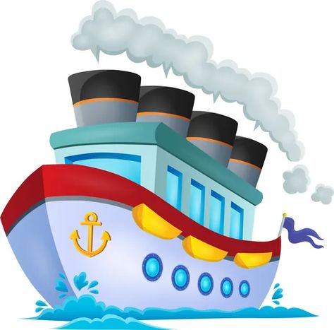 Steamship sailing in sea Royalty Free Vector Image Disney Cruise Svg, Christmas Cricut Ideas, Boat Cartoon, Happy Rabbit, School Border, Cruise Svg, Christmas Cricut, Earth Day Activities, S Craft