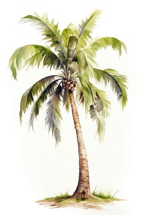 Tropical Trees Drawing, Palm Sketch, Tropical Tree Illustration, Tropical Trees, Palm Tree Watercolor, Coconut Tree Illustration, Coconut Tree Watercolor, Watercolour Palm Tree, Coconut Tree Clipart