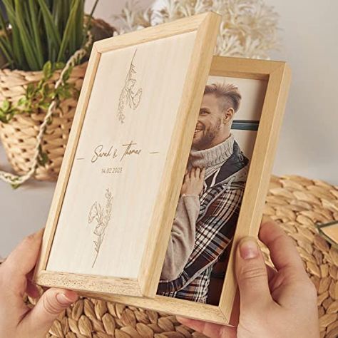 Storing Pictures, Hinged Picture Frame, Couple Gift Ideas, Personalized Photo Frames, Gift Boxes For Women, Unique Valentines Day Gifts, Wooden Keepsake Box, Wood Photo Frame, Frame Gift