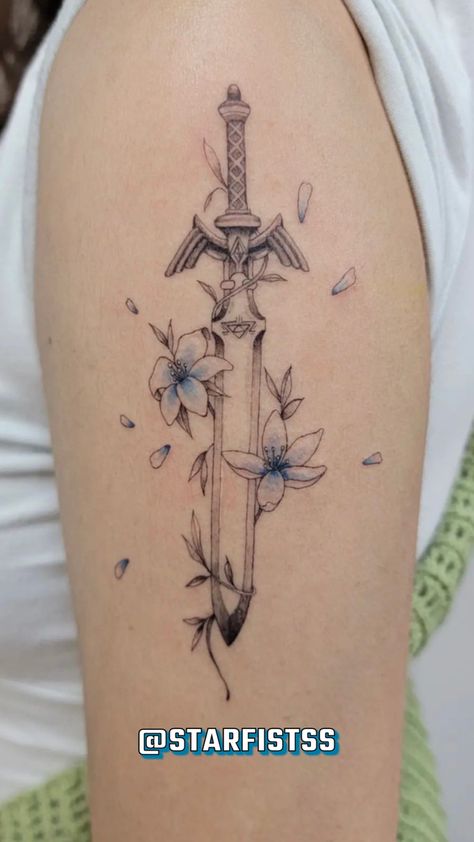 Legend of zelda
breath of the wild
master sword tattoo Zelda Silent Princess Flower Tattoo, First Tattoo Ideas For Women Meaningful Forearm, Twilight Princess Tattoo Ideas, Silent Princess Flower Tattoo, Zelda Dragon Tattoo, Silent Princess Tattoo, Legend Of Zelda Tattoo, Silent Princess, Zelda Drawing