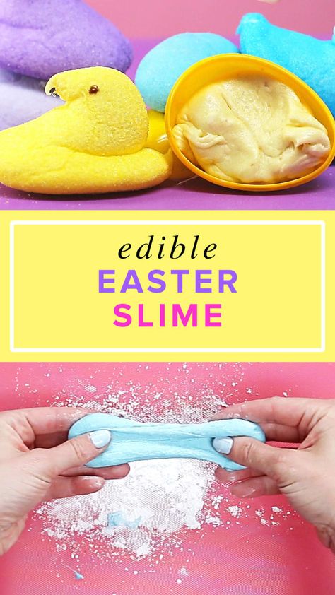 Homemade Edible Slime, Safe Slime Recipe, Easter Slime, Slime Recipe Kids, Chocolate Slime, Spring Foods, Edible Slime Recipe, Crafts Slime, Edible Playdough