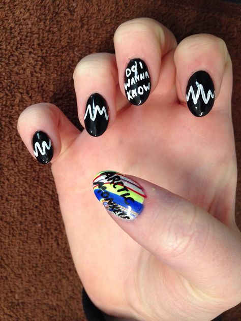 Arctic Monkeys Nail Art, Arctic Monkeys Nail, Artic Monkeys Nail Art, Artic Monkeys Makeup, Arctic Monkey Inspired Nails, Arctic Monkey Nails, Arctic Monkeys Nails Ideas, Arctic Monkeys Makeup, Arctic Monkeys Nails