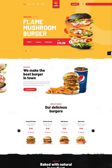 Gloreya is a WordPress theme designed specifically for food ordering and delivery websites for restaurants and food businesses. It offers a range of features and design elements to create an attractive and functional platform for online food ordering and delivery services. Food Delivery Website, Burger Delivery, Food Website Design, Food Web Design, Bbq Burgers, Mushroom Burger, Smoked Brisket, Food Web, Delicious Burgers