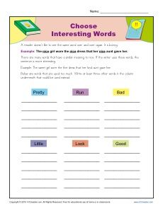 Choose Interesting Words Worksheet Practice Activity Negative Sentences Worksheets, Choose The Correct Word Worksheets, Word Formation Worksheets, Cloze Passage Worksheets 3rd Grade, Word Choice Activities, Commonly Confused Words Worksheet, Overused Words, Daily 5 Reading, Language Arts Worksheets