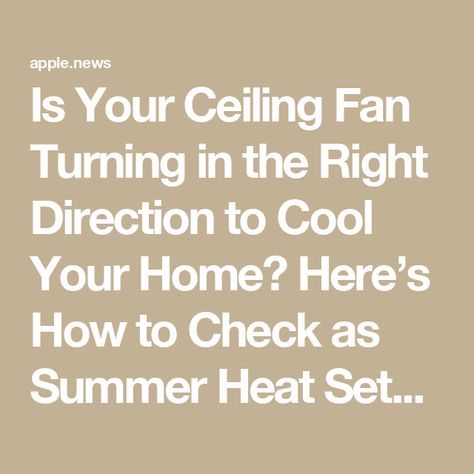 Is Your Ceiling Fan Turning in the Right Direction to Cool Your Home? Here’s How to Check as Summer Heat Sets In — Better Homes & Gardens Fan Direction For Summer, Fan Direction, Ceiling Fan Direction, Ceiling Fan Makeover, Ceiling Fan Installation, Room Fan, Ceiling Fan Blades, Best Ceiling Fans, Sweet Romance