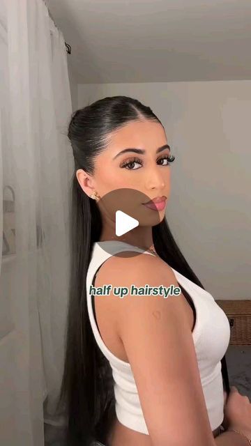 Haircare & Selfcare on Instagram: "Quick half up hair🩵 #hairtok #hairstyle #hairtutorial #hairinspo #hairideas #hairstyles #tutorial #sleekhair #halfuphair" Slick Back Hairstyles Half Up Half Down, Half Up Half Down Slick Back, Slick Half Up Half Down Hair, Sleek Half Up Half Down Hair, Slick Back Half Up Half Down Hair, Easy Formal Hairstyles, Half Up Hairstyle, Hairstyles Tutorial, Slicked Back Hair