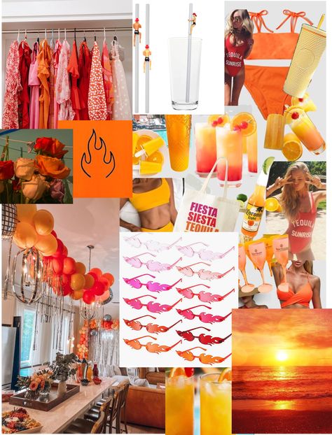 Bachelorette Party Tequila Sunrise, Flame Themed Bachelorette, Latin Bachelorette Party, Tequila Sunrise Bachelorette Decor, Fire Bachelorette Theme, Flame Bachelorette, Fire Theme Bachelorette Party, Mexico Theme Bachelorette Party, Spicy Bachelorette Party