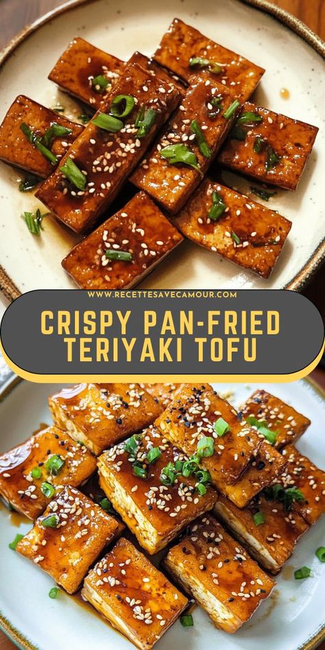 This Crispy Pan-Fried Teriyaki Tofu is golden on the outside, tender inside, and coated in a rich homemade teriyaki sauce. A quick, flavorful vegan dish perfect for rice bowls, noodles, or a standalone treat! #TeriyakiTofu #CrispyTofu #VeganDelights #EasyDinner Terriyaki Tofu, Tofu Cubes, Teriyaki Noodles, Pan Fried Tofu, Teriyaki Recipe, Teriyaki Tofu, Easy And Healthy Recipes, Homemade Teriyaki Sauce, Crispy Tofu