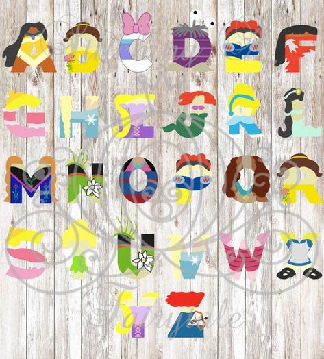 Disney Characters Letters, Disney Princess Letter, Alphabet For Toddlers, Baby Disney Characters, Disney Letters, Disney Alphabet, Paper Mache Letters, Letter Ideas, Character Letters