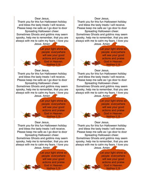 Children's Halloween Prayer. I was shocked when I put in a search and could only find The Pumpkin prayer. I am attaching one to each of my goody  bags. Halloween Prayers, Prayer Against Halloween, Pumpkin Prayer Lesson, Christian Pumpkin Poem, The Pumpkin Prayer Printable, Christian Halloween Candy Tags, Halloween Tracts, Pumpkin Prayer, Ccd Crafts