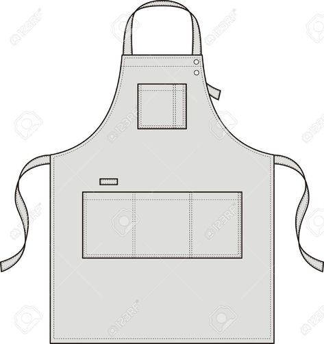 An Apron Design, Apron Flat Sketch, Apron Technical Drawing, Apron Sketch, Toddler Aprons, Fashion Apron, Barber Apron, Artist Apron, Toddler Apron