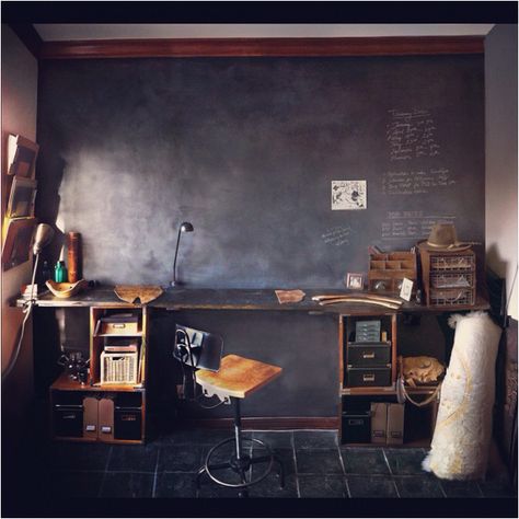 Lehi's office! Love the chalkboard wall. Chalkboard Walls, Chalkboard Paint Wall, Projector Wall, Chalkboard Wall Art, Chalk Wall, Chalkboard Wall, Rocker Recliners, Secret Rooms, Bedroom Office