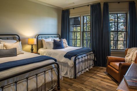 Cold Mountain Lodge | PLATT Spanish Style Interiors, Double Queen Bed, Lake Toxaway, Wood Violet, Custom Home Build, Cold Mountain, Mountain Living, Mountain Modern, Mountain Lodge