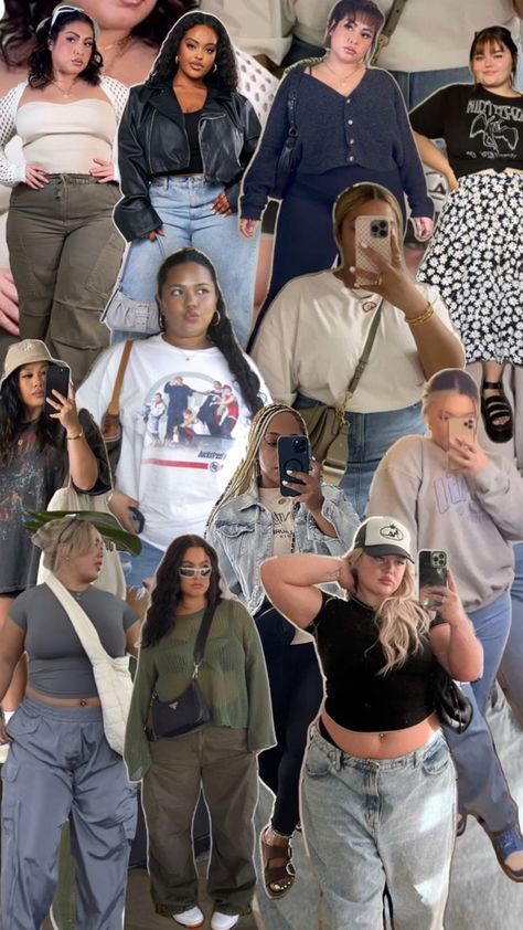 plus size outfit inspiration Plus Size Capsule Wardrobe, Chubby Style, Streetwear Plus Size, Street Style Outfits Casual, 90’s Outfits, Plus Size Baddie Outfits, Shoes Outfit Fashion, Comfy Fashion