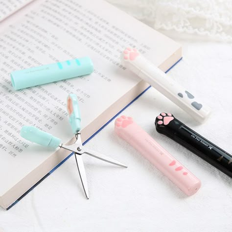 Cat Paw Art, Paw Hand, Paw Art, Stainless Steel Art, Chat Kawaii, Cute Stationary School Supplies, Kawaii School Supplies, Small Scissors, Cat's Paw