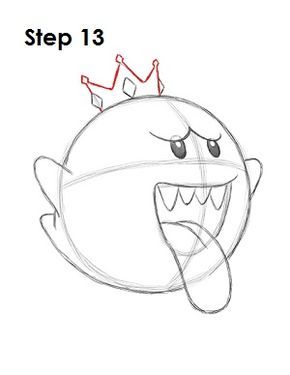 King Boo, Cartoon Drawings, Cool Drawings, Pencil Drawings, Easy Drawings, Cute Drawings, To Draw, Step By Step, Mario