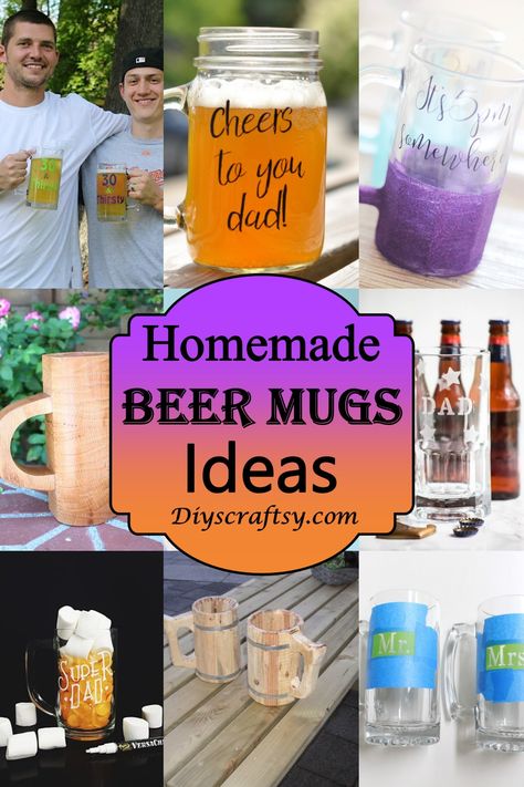 DIY Beer Mugs Beer Mug Design Ideas, Beer Mugs Vinyl, Diy Beer Gifts, Personalized Beer Glasses, Engraved Beer Mugs, Mugs Ideas, Diy Beer, Homemade Beer, Beer Wedding