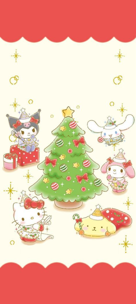 Hello Kitty Phone Wallpaper, Christmas Wallpaper Hd, Iphone Wallpaper Winter, Kitty Christmas, Christmas Aesthetic Wallpaper, Xmas Wallpaper, Kawaii Christmas, Christmas Wallpapers, Cute Christmas Wallpaper