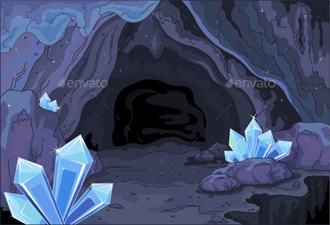 Fairy Cave by Dazdraperma Illustration of a fairy cave. EPS 8, JPG (high resolution) Fairy Cave, Tech Wallpaper, Cave Drawings, 강아지 그림, Crystal Cave, Background Drawing, The Cave, Cartoon Background, Animation Background