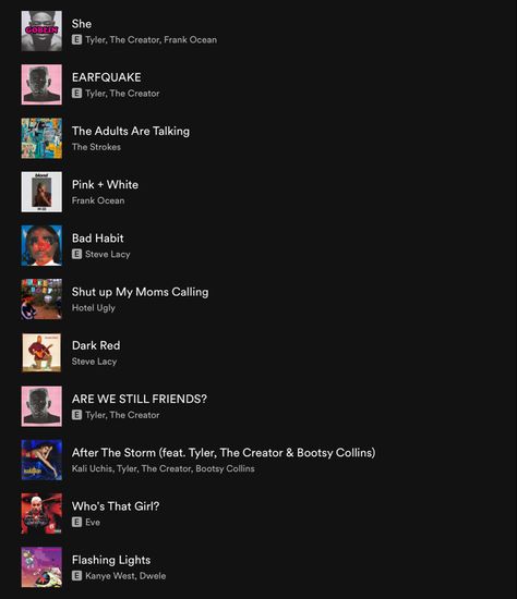 Best Tyler The Creator Songs, Tyler The Creator Playlist, Tyler The Creator Songs, Tyler The Creator Lyrics, Recommended Songs, Frank Ocean Songs, Bootsy Collins, Playlist Ideas, Crochet Shoes Pattern