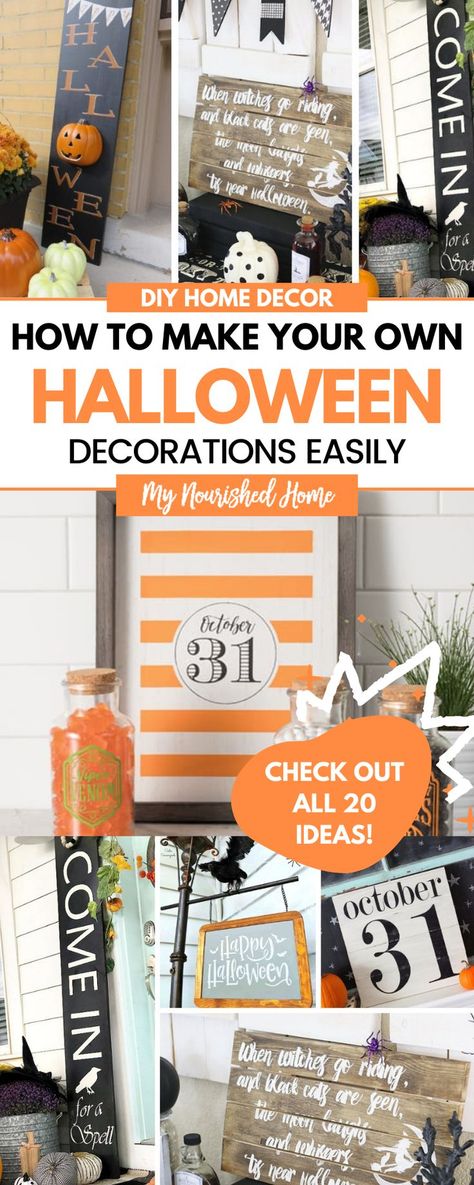 These DIY Halloween Signs are ADORABLE! I have been seriously behind in my Halloween decorating game until this year. Most of our indoor Halloween decor consists of wood signs and I’m not mad about it. They are so easy to make and they don’t take up lots of space to store between seasons. Diy Halloween Signs, Indoor Halloween Decor, Halloween Signs Diy, Thanksgiving Crafts For Toddlers, Halloween Crafts To Sell, Little Farmhouse, Boo Sign, Halloween Crafts For Toddlers, Thanksgiving Projects