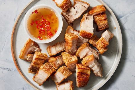 Lechon Kawali Recipe Chinese Pork Belly, Pan Asian Food, Chinese New Year Hampers, New Year Hampers, Chinese Photography, New York Times Recipes, Belly Pork, Lechon Kawali, Halogen Oven