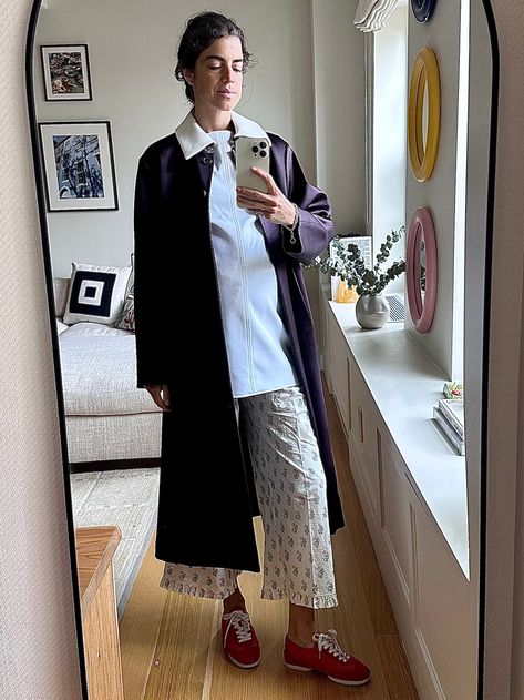 A uniform template that works (expanded) Uniform Template, Leandra Medine Style, Prada Skirt, Red Slides, Pucci Dress, Clear Sandals, Leandra Medine, Rubber Flip Flops, Solid And Striped