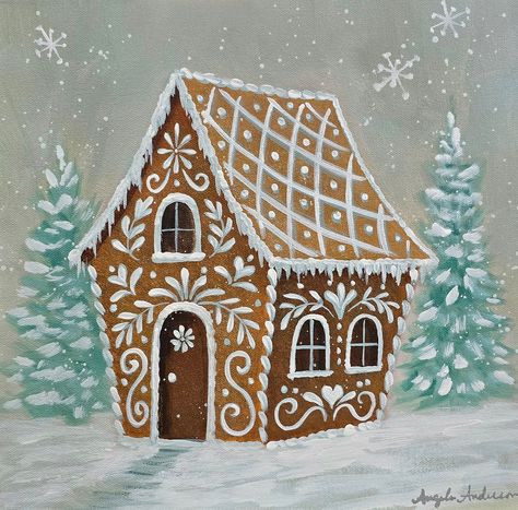 “Gingerbread House” - Our Latest Holiday Painting Tutorial - Now Available for Free on our Website! 😊🎄✨ (Link in bio!!) - https://thankfulart.com/tutorials/video/8091 - #PaintingTutorial #AcrylicPainting #HowToPaint #HolidayPainting #ArtTutorial #GingerbreadHouse #Painting Gingerbread Canvas Painting Ideas, Christmas House Painting Ideas, Gingerbread House Painting Ideas, Gingerbread Painting Ideas, Paint Gingerbread House, Gingerbread House Paintings, Gingerbread Paintings On Canvas, Gingerbread House Painting On Canvas, Painting Gingerbread Houses