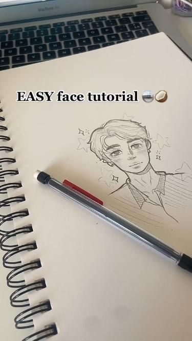 Boy Easy Face Drawing, Art Tutorial How To Make Face Sketch, Human Sketch Tutorial, How To Make A Face Drawing, How Draw Anime Face, Sketching Faces Tutorial, Easy Face Tutorial, Drawing Ideas Anime Sketch Easy, Human Face Tutorial, Face Drawing Tutorial Easy