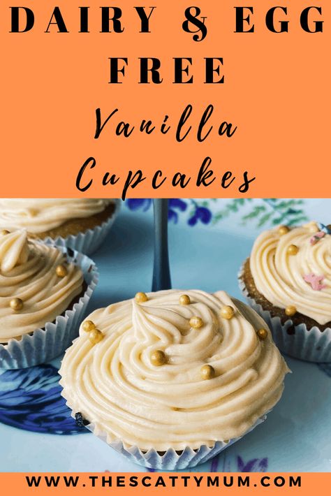 Eggless Vanilla Cupcakes, Egg Free Cupcakes, Eggless Cupcakes, Dairy Free Buttercream, Egg Free Baking, Dairy Free Baking, Store Cupboard, Dairy Free Treats, Eggless Desserts