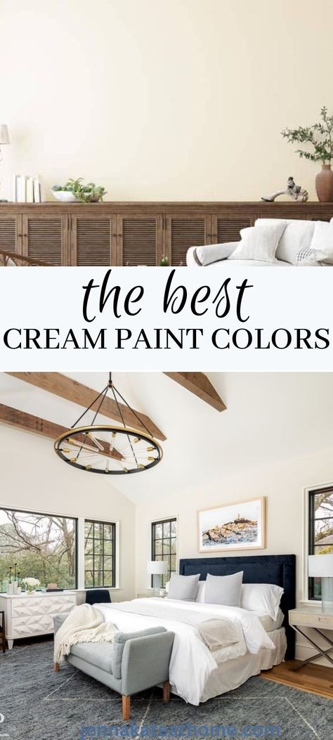 Bright Cream Paint Colors, Cool Cream Paint Colors, Top Cream Paint Colors, Paint Colors For Master Bed And Bath, Cream Kitchen Paint Wall Colors, Whipped Cream Paint Color, Warm White Bedroom Paint, Creme Sherwin Williams, Best Cream Paint Color Benjamin Moore