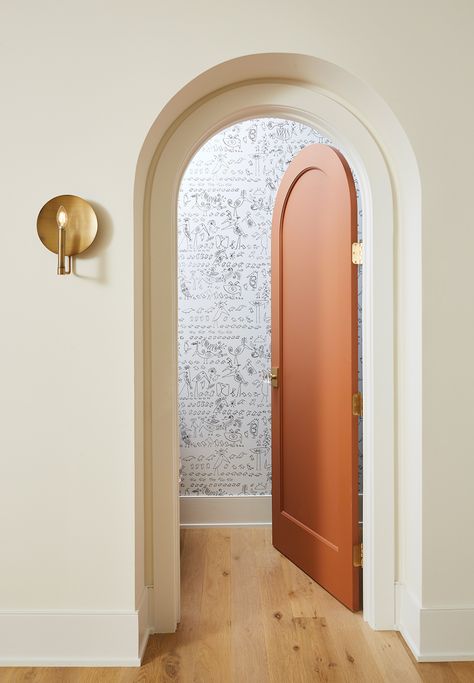 Design Indulgence: The 2021 ASID-MN Interior Design Awards - Midwest Home Terracotta Door, Unique Doors Interior, Doorway Design, Interior Door Color, Circular Door, Arched Interior Doors, Midwest Home, Interior Door Hardware, Arch Door