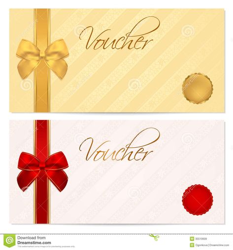 discount templates free | Voucher, Gift certificate, Coupon template with stripe pattern, red ...