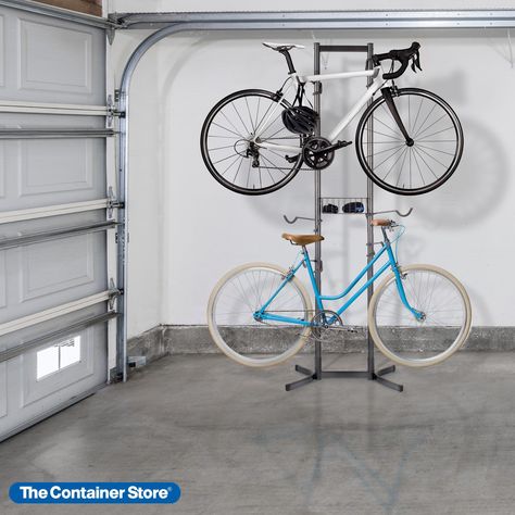 Our 4-Bike Canaletto Freestanding Rack can practically hold a pack of bikes without being tethered to the wall. Simply adjust the arms to hold two to four bikes of any style. Bike Stand For Garage, Standing Bike Rack, Freestanding Bike Rack, Rack Velo, Bike Storage Ideas, Indoor Bike Storage, Garage Store, Delta Design, Wall Mount Bike Rack