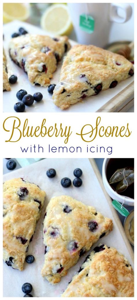 Perfect Scones Recipe, Blueberry Lemon Scones, Blueberry Scones Recipe, Raspberry Scones, Scones Recipe Easy, Muffins Vegan, Lemon Scones, Lemon Icing, Blueberry Scones