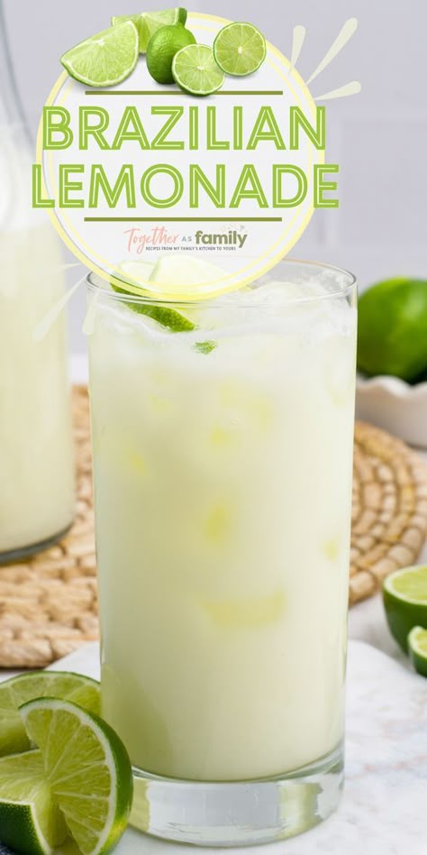 Brazilian Lemonade is a 4 ingredient lemonade made with fresh limes, water, sugar, and sweetened condensed milk. It’s so creamy, tart, sweet, and super refreshing. This is a non-alcoholic drink recipe that everyone can enjoy! Brazilian Lemonade, Lemonade Drink, Iced Drinks Recipes, Healthy Summer Desserts, Decorações Com Comidas, Drink Recipes Nonalcoholic, Lemonade Drinks, Refreshing Drinks Recipes, Lemonade Recipes